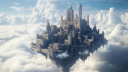 Fototapeta premium Majestic Floating Castle in the Clouds