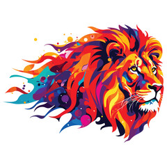 Majestic lion in colorful abstract style illustration, vibrant art, perfect for wall decor