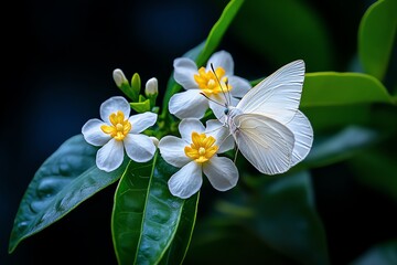 Moths and jasmine flowers, night visitors, fragrant blooms show the allure of scent in the dark