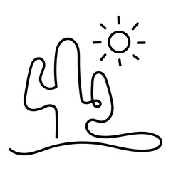 Climate Change Impact on Arid Regions Monoline Icon Design. Represents Desertification, Water Scarcity, Environmental Degradation, Global Warming. Vector icon with editable Strokes and Colors.