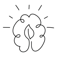 Neuroplasticity Monoline Icon Design. Represents Brain Adaptability, Cognitive Flexibility, Mental Health, Neuroscience. Vector icon with editable Strokes and Colors.