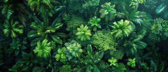 Aerial View of Lush Tropical Rainforest Canopy in