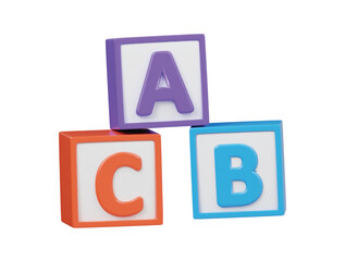 Abc block icon 3d render illustration