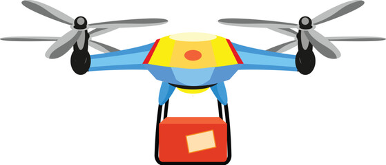 Blue delivery drone transporting a package, showcasing the future of logistics and transportation