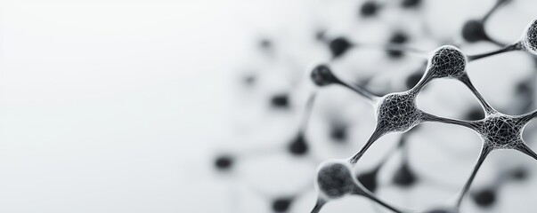 Futuristic neuron web in monochrome, neural pathways connecting in a web-like structure against a soft white backdrop