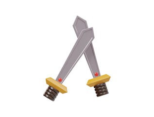 Gaming sword icon 3d render illustration