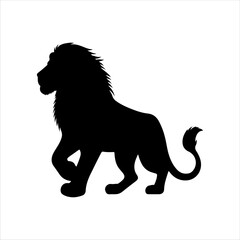 Simple lion silhouette vector illustration design on white background.
