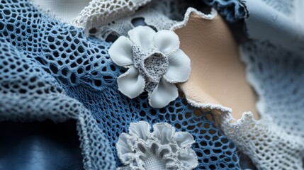 Obraz premium The Role of Intricate Patterns in Fashion Design, Explore how fashion designers use intricate patterns in fabrics, such as lace or embroidery, combined with rugged textures.