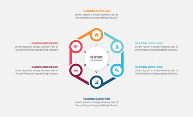 Infographic Template Design With 6 Steps, Process Workflow Diagram