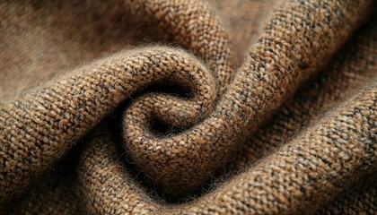 Fototapeta premium A Close-Up of a Brown and White Knit Fabric with a Twisted Design