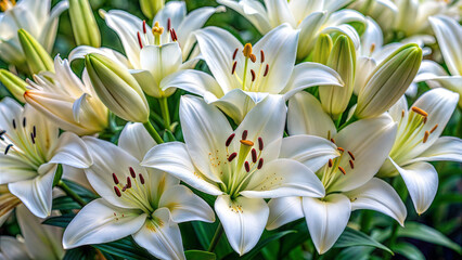 Elegant white lilies in soft lighting, close-up, minimalist floral composition   © Alina