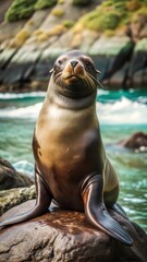 Fototapeta premium a sea lion with beautiful natural background