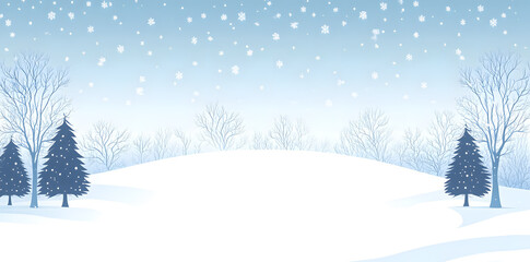 Fototapeta premium Flat 2D snowy winter background, Christmas white background
