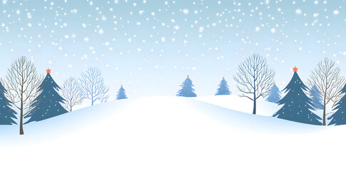 Flat 2D snowy winter background, Christmas white background