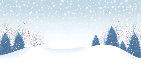 Flat 2D snowy winter background, Christmas white background