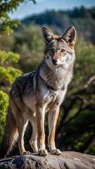 Obraz premium a coyote with beautiful natural background