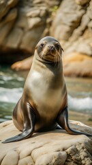 a seal with beautiful natural background