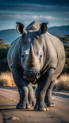 Obraz premium a rhinoceros with beautiful natural background