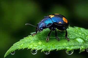 Fototapeta premium Beetles, feeding on plants, essential pollinators support the growth and reproduction of many species