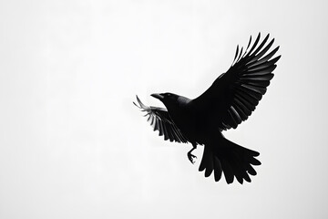 Obraz premium Beautiful black raven, crow in flight