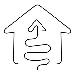 Net-zero Homes Monoline Icon Design. Represents Energy Efficiency, Sustainability, Green Buildings, Renewable Energy. Transparent PNG.