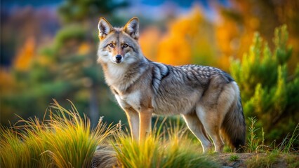 Fototapeta premium a coyote with beautiful natural background