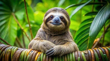 Naklejka premium a sloth with beautiful natural background