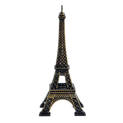 A Miniature Eiffel Tower, a Symbol of Paris, Stands Proudly Against a Solid Blue Background.