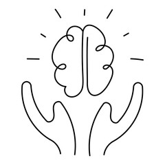 Cognitive Growth Monoline Icon Design. Represents Personal Development, Mental Health, Cognitive Training, Learning. Transparent PNG.