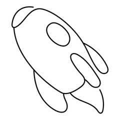 Rocket Monoline Icon Design. Represents Space Exploration, Technology, Innovation, Aerospace. Transparent PNG.