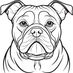 Bulldog Drawing Black and White Illustration for Coloring Pages