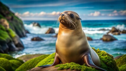 Fototapeta premium a sea lion with beautiful natural background
