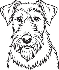 Airedale Terrier Drawing of Black and White Background Illustration for Coloring Pages