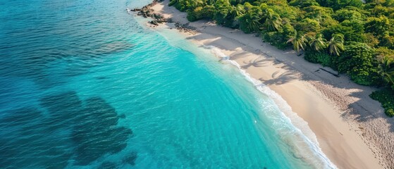 Serene Beach Paradise Aerial View with Turquoise Waters