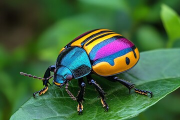 Naklejka premium Beetles, vibrant colors, natureâ€™s jewels showcase the incredible variety of insect life