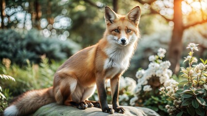 Fototapeta premium a fox with beautiful natural background