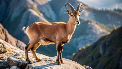 Fototapeta premium a mountain goat with beautiful natural background