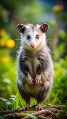 an opossum with beautiful natural background