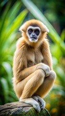 a gibbon with beautiful natural background