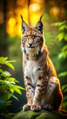 Fototapeta premium a lynx with beautiful natural background