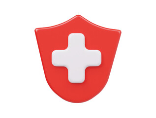 Medical shield icon 3d render illustration