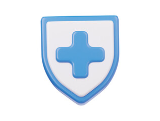 Medical shield icon 3d render illustration