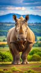 Naklejka premium a rhinoceros with beautiful natural background