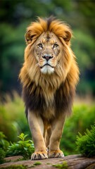 Obraz premium a lion with beautiful natural background