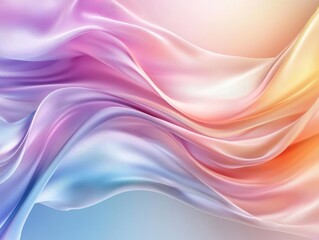 Obraz premium A beautiful abstract wave of colorful silk fabric flowing smoothly in pastel tones, creating a calming and elegant atmosphere.