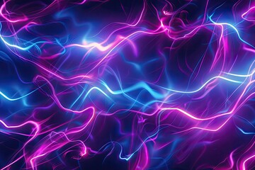 Abstract Neon Light Swirls in Vivid Pink and Blue