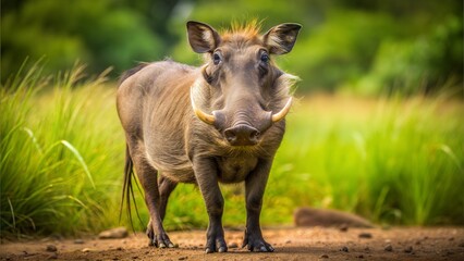 Fototapeta premium a warthog with beautiful natural background