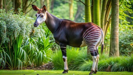 an okapi with beautiful natural background