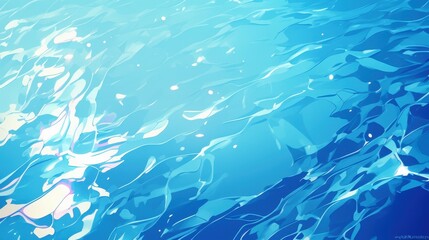 Serene Blue Water Ripples: Reflective Artistic Illustration of Light and Sky