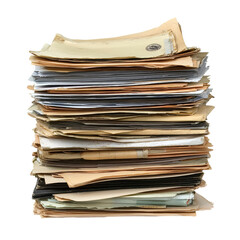 A Tower of Time:  A towering stack of aged documents tells a story of forgotten memories and history.